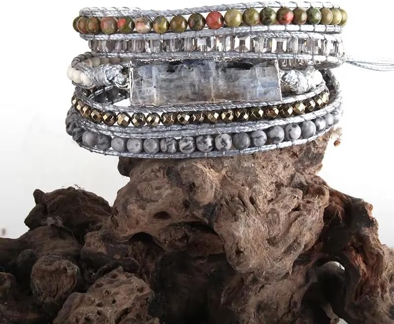 ZOSOJONA Women Wrap Bracelets Boho Natural Stone Jasper Turquoises Strand Bracelet Jewelry Collection