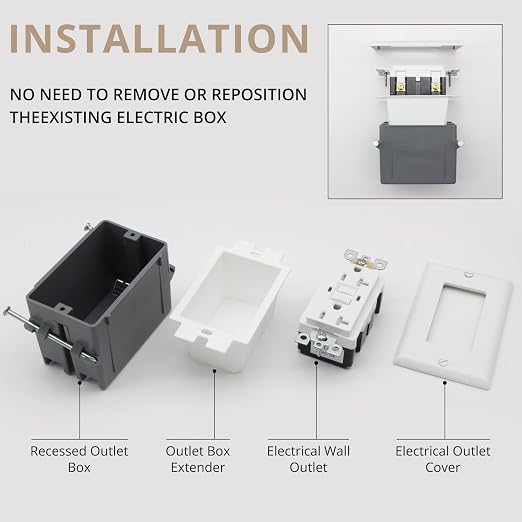 3-Gang BE3 Non-Metallic Electrical Power Outlet Box Extender, Electrical Outlet - Image 6