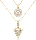 Letter Necklace 14k Gold Plated Bling Dainty Necklaces Trendy Chunky Custom Name Necklace Personalized Round Circle Pendant Zirconia Letters Name Crystal Jewelry Gifts for Women