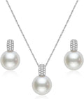 Classic Pearl Jewelry Set for Women – Elegant Pearl Necklace and Earrings Set with 14K Gold Plated Silver Chain Jewelry Perfect as Special Occasion Gift
