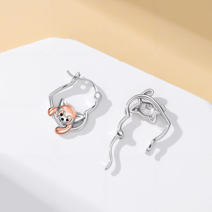 Hypoallergenic Earrings Rabbit Tiger Teddy Koala Puppy Panther Peacock Earrings Sterling Silver Animal Hug Hoop Earrings Jewelry Mothers Day Graduation Birthday Gifts for Women