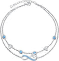 S925 Sterling Silver Infinity Heart Ankle Bracelet Endless Love Symbol Charm Adjustable Jewelry Summer Beach Stylish Gifts for Mom Wife Women
