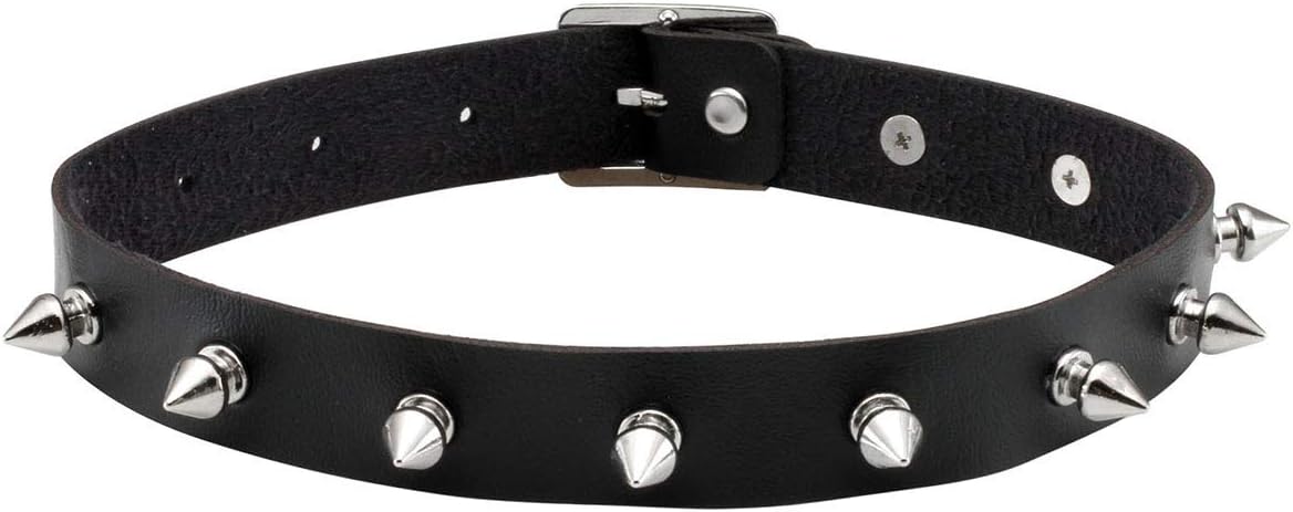 Eigso Vintage Punk Goth Studded Rivet Pu Leather Collar Choker Necklace with Spikes Adjustable