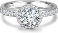 AGVANA Halo of Devotion 0.6-1.3 Ct. Tw. Lab Grown Diamond Halo Engagement Ring in Sterling Silver (0.3-1 Carat Main Stone) Promise Anniversary Wedding Ring for Women (D-E Color, VS Clarity)