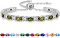 Sterling Silver Birthstone Bracelets for Women White Gold Tennis Bracelets Adjustable Chain 6-9 Inchs Jewelry Hypoallergenic Anniversary Birthday Gifts for Women Mom Wife Her