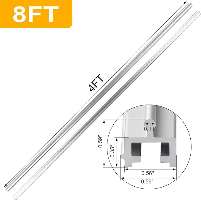 96" in 2 Sections of 48" Aluminum Sliding Screen Door Track, Sliding Door - Image 2
