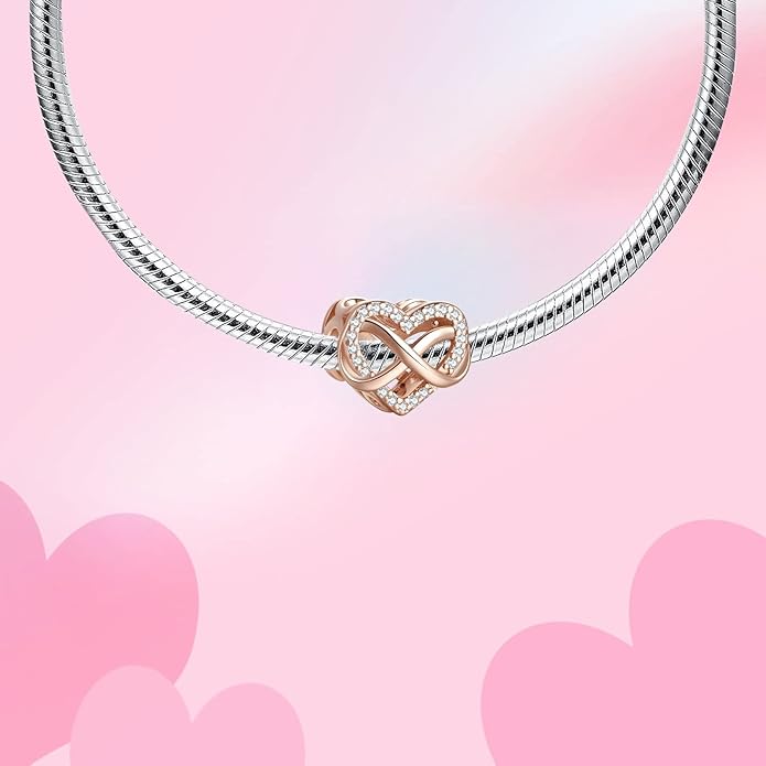 Birthday Fashion Love Heart Dangle Charm 925 Sterling Silver Charms fits Bracelets and Necklace Pendant Bead Charms Jewelry Present for Women Family Friends