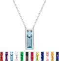 SUNFEEL Birthstone Necklace for Women, S925 Sterling Silver Necklaces with Square Cubic Zirconia Gemstone Necklace Women's Jewelry Anniversary Birthday Gifts for Women Mom Wife Her