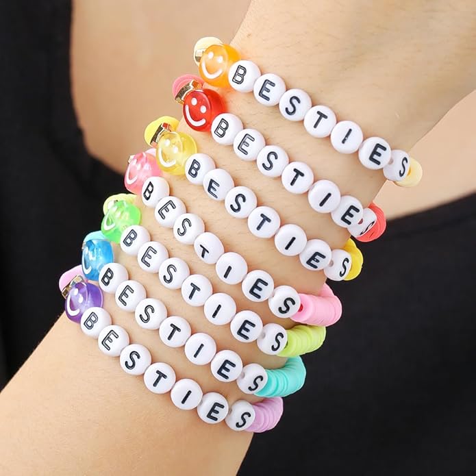 Friendship Bracelets Boho Stackable Bracelets for Women Surfer Heishi Clay Bead Bracelets Stretch Preppy Bracelets Colorful Boho Bracelets for Women
