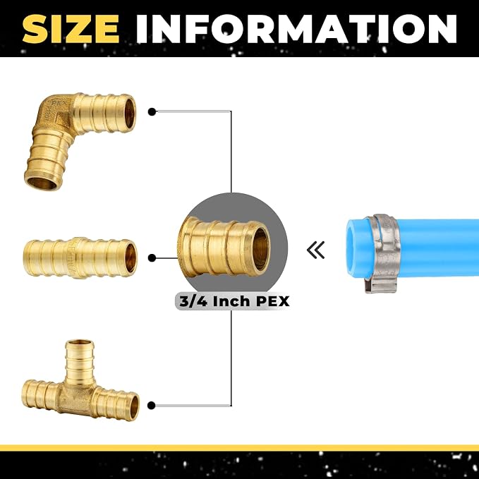 60 Pack Foskan 3/4 Inch PEX Barb Crimp Fittings Set | 20 Pieces Each:Elbow - Image 2