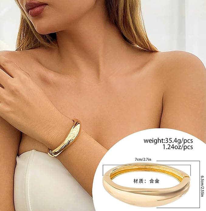 Gold Bracelets for Women Trendy Adjustable Gold Plated Cuff Bangle Bracelets Bold and Beautiful Wide Chunky Gold Bracelet Minimalist Bangle Jewelry for Women