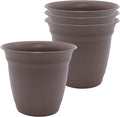 The HC Companies Eclipse Round Planter Pot, 8 Inch, Cappuccino, Attached Saucer by TheHCCompanies
