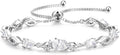 FANCIME Birthstone Teardrop Tennis Bracelet for Women, Sterling Silver 9x7mm main Gemstone Bolo Adjustable Chain Bracelet Fine Jewelry Birthday Gifts for Women Mom Wife Her