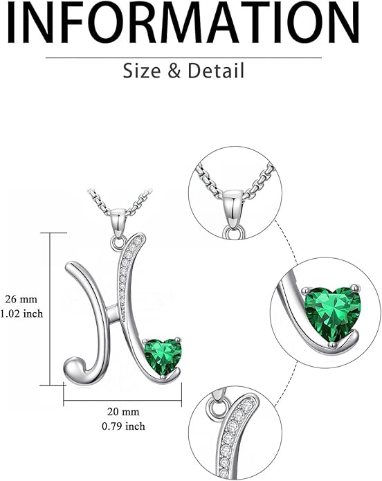 Valentines Day Gifts for Women Alphabet A to Z Initial Birthstone Pendant Necklaces for Women - 18k White Gold Plated Personalized Name Jewelry Valentine Mothers Day Birthday Gifts for Women Her Girlfriend