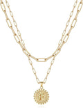 Yoosteel Valentines Gifts for Women Her - Gold Layered Initial Necklaces for Women 14K Gold Plated Dainty Layering Paperclip Link Chain Necklace Coin Initial Necklace Birthday Gifts for Teen Girls