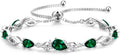 FANCIME Birthstone Teardrop Tennis Bracelet for Women, Sterling Silver 9x7mm main Gemstone Bolo Adjustable Chain Bracelet Fine Jewelry Birthday Gifts for Women Mom Wife Her