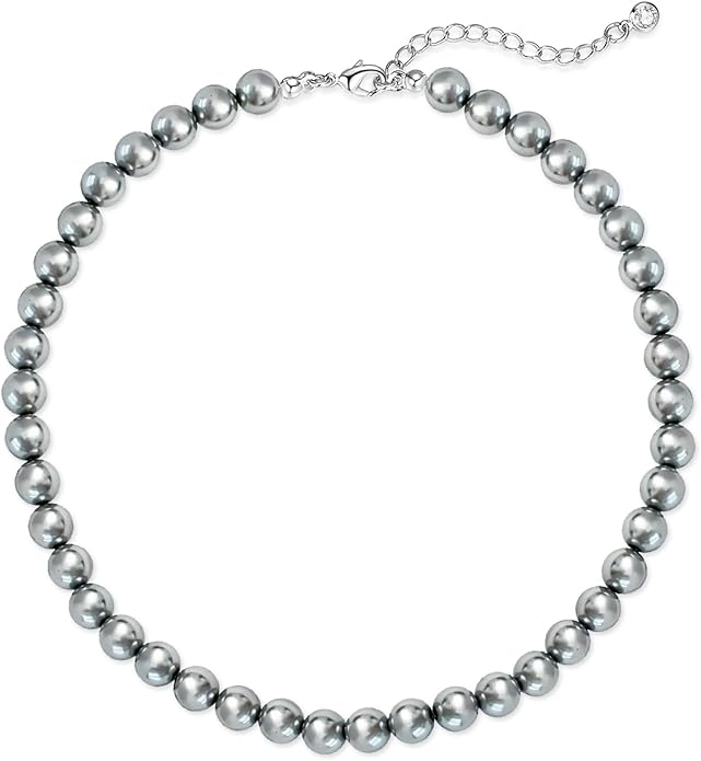Zeffy Pearl Necklace 4MM/6MM/8MM Dainty Round Imitation Pearl Choker Necklace Wedding Pearl Necklace Delicate Jewelry for Women Simple Bridesmaid Jewelry Gifts
