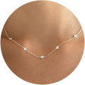 VRIUA Necklaces for Women - 14K Gold/Silver Plated Dainty Chain Necklace with Five Charms: Diamond, Bow, Snowflake, Cross, Flower, Clover, Butterfly, Heart, Star of David, and Star Trendy Jewelry
