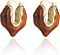 Acrylic Hoop Earrings Sterling Silver Lucite Clear Resin Rectangle Transparent Hoops for Women