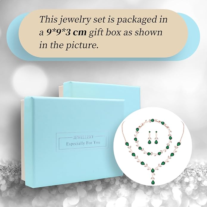 GZWHD Wedding Jewelry Sets for Bride Bridesmaid Women Cubic Zirconia Necklace Earrings Bracelet Set Gift for Mother Friend Wife Daughter Sister Party Prom Jewelry