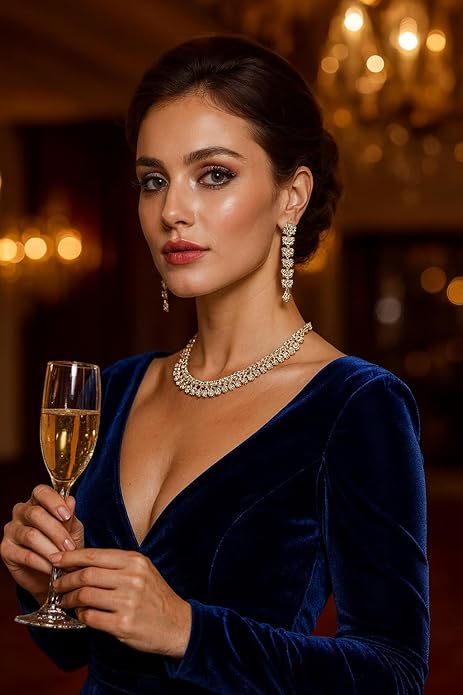 Touchstone Indian wedding jewelry set gold traditional necklaces for women statement rhinestone sets hollywood glamour style crystal stone bridal costume golden necklace