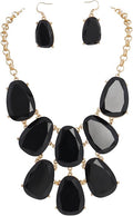 Firstmeet Chunky Bubble Statement Collar Necklace with Earrings for Women