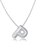 SKQIR Diamond Initial Letter Necklace for Women Bubble Gold Plated Puffy Balloon Alphabet Crystal Zircon Pendant Name Necklace Dainty Charms Trendy Jewelry Gift for Women