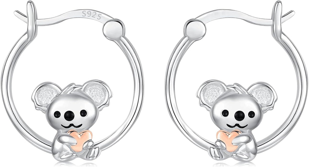 JUSTKIDSTOY Hypoallergenic Panda/Unicorn/Hummingbird/Dolphin Hoop Earrings for Women 925 Sterling Silver Animal Huggie Hoop Earrings Jewelry Gifts for Sensitive Ears