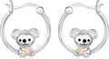 JUSTKIDSTOY Hypoallergenic Panda/Unicorn/Hummingbird/Dolphin Hoop Earrings for Women 925 Sterling Silver Animal Huggie Hoop Earrings Jewelry Gifts for Sensitive Ears