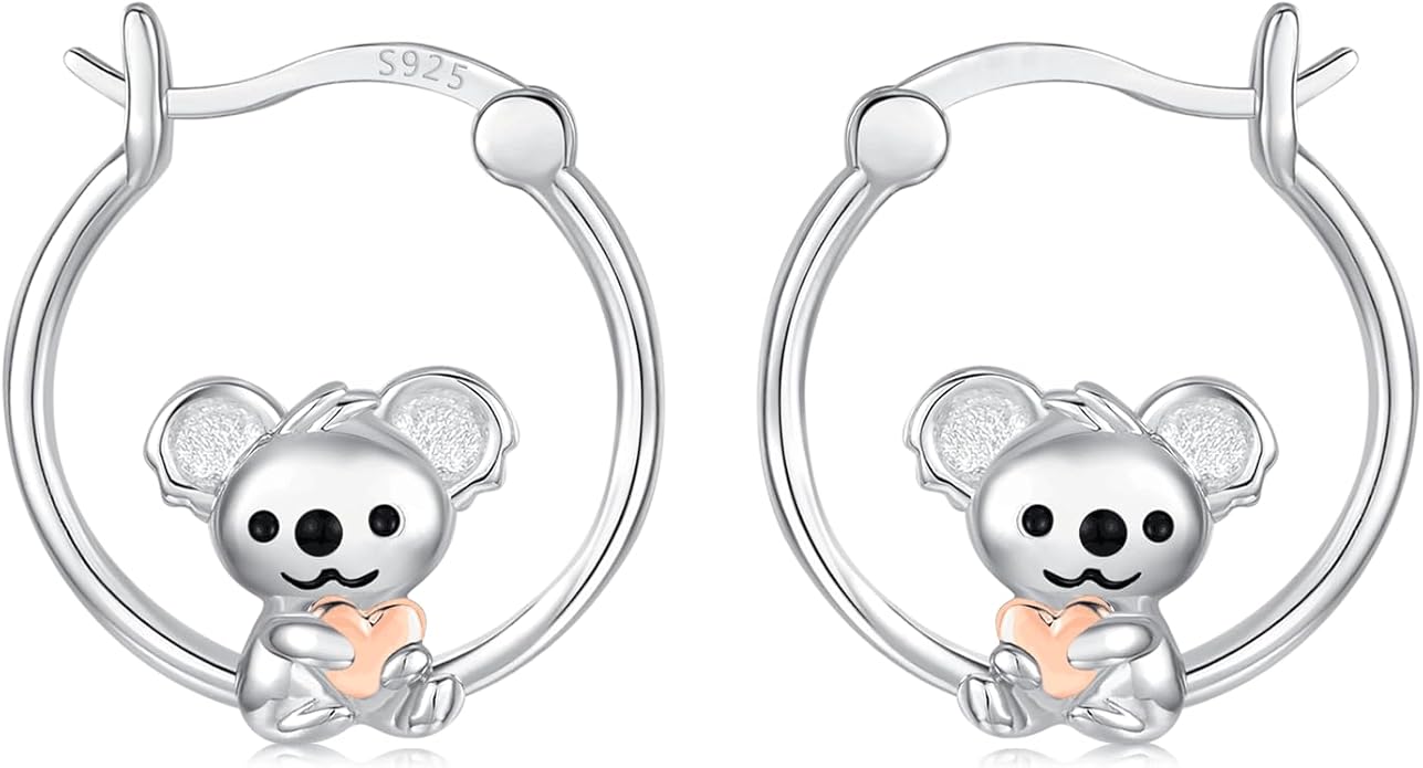 JUSTKIDSTOY Hypoallergenic Panda/Unicorn/Hummingbird/Dolphin Hoop Earrings for Women 925 Sterling Silver Animal Huggie Hoop Earrings Jewelry Gifts for Sensitive Ears