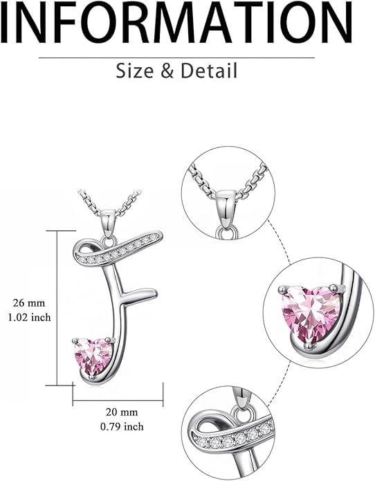 Valentines Day Gifts for Women Alphabet A to Z Initial Birthstone Pendant Necklaces for Women - 18k White Gold Plated Personalized Name Jewelry Valentine Mothers Day Birthday Gifts for Women Her Girlfriend