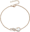 Birthstone Bracelets for Women 925 Sterling Silver Created Gemstone Bracelet Infinity Pendant Jewelry for Her, 6.7"+1.2"
