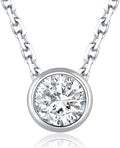 Lab Grown Diamond Necklace, Solid 925 Sterling Silver with Round Cut, Fine Jewelry for Women Anniversary Birthday Valentine’s Day Gifts