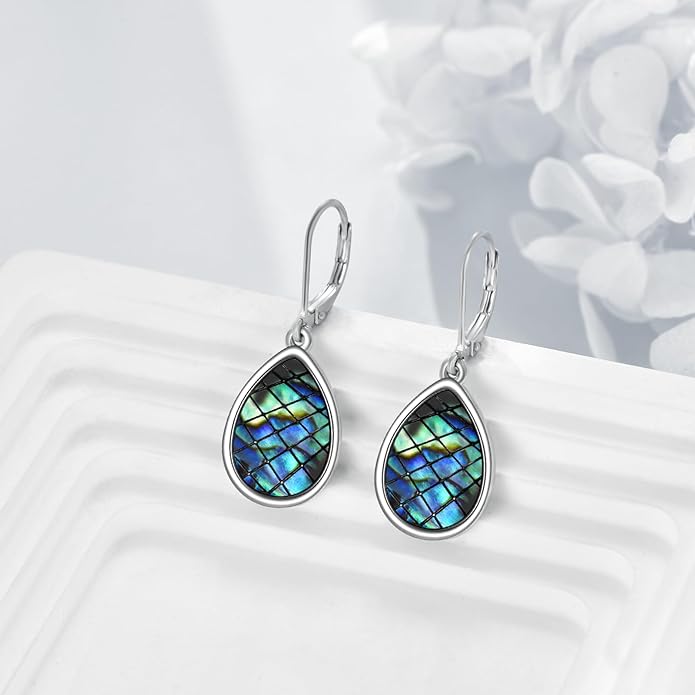 Abalone Shell Dangle Drop Earrings for Women 925 Sterling Silver Filigree Bohemian Earrings Jewelry Gift
