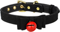 Leather Collar Necklace for Women with Bow Bell Kitty Cat and Delicate Tea flower pearl pendant Choker for Ladies Black Pink Red