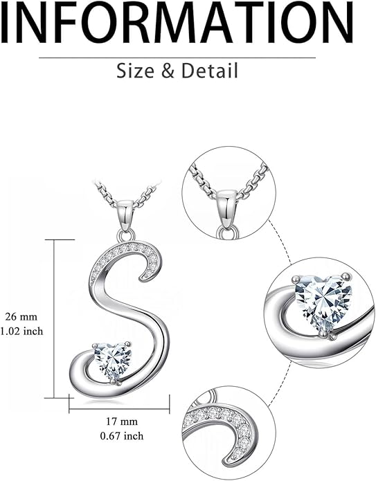 Valentines Day Gifts for Women Alphabet A to Z Initial Birthstone Pendant Necklaces for Women - 18k White Gold Plated Personalized Name Jewelry Valentine Mothers Day Birthday Gifts for Women Her Girlfriend