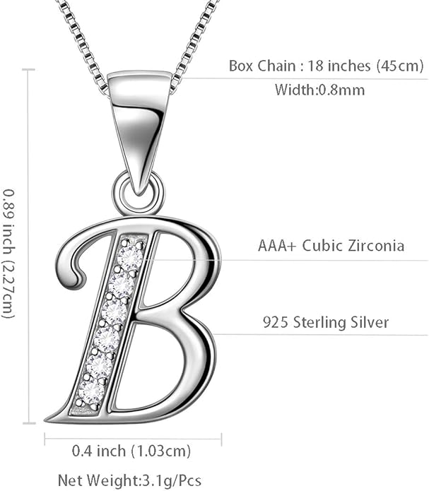 Aurora Tears Letter Necklace Initial 925 Sterling Silver Alphabet Pendant Crystal Name Gift Women Cubic Zirconia Jewelry