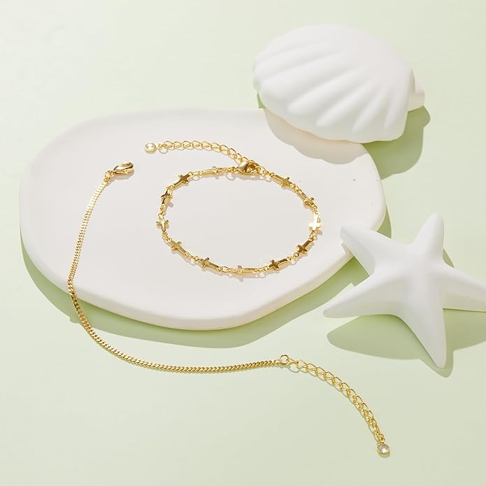 Gold Bracelets Set for Women Stack, Dainty Thick Bracelets Stack for Women Trendy, Simple Thin Gold Plated Cuff Stackable Bracelets With Beaded Cuban Paperclip Snake Rope Bangle Hand Chain Jewelry Gifts for Women Non Tainish
