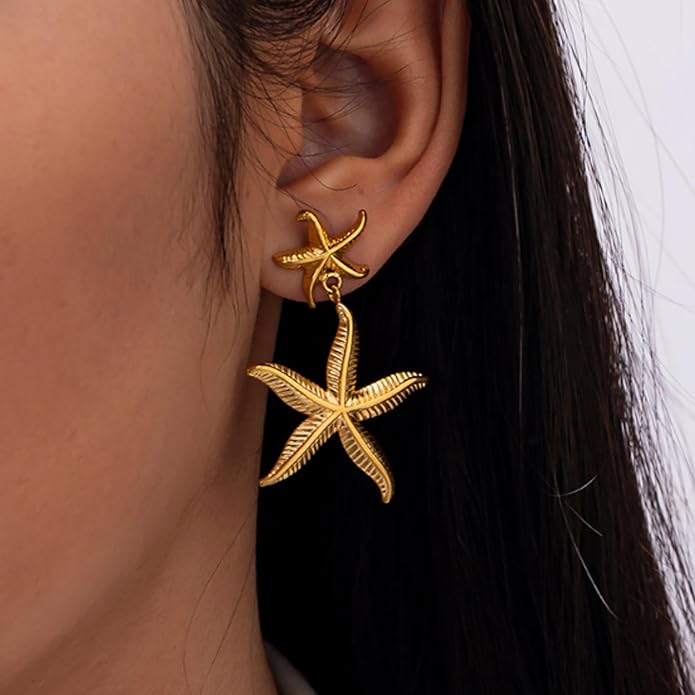 Seashell Starfish Earrings Beach Jewelry for Women Pearl Drop Shell Earrings Ocean Beachy Fashion Accessories Womens Summer Outfits 2026 Tropical Vacation Outfits Beach Vacation Clothes Dresses