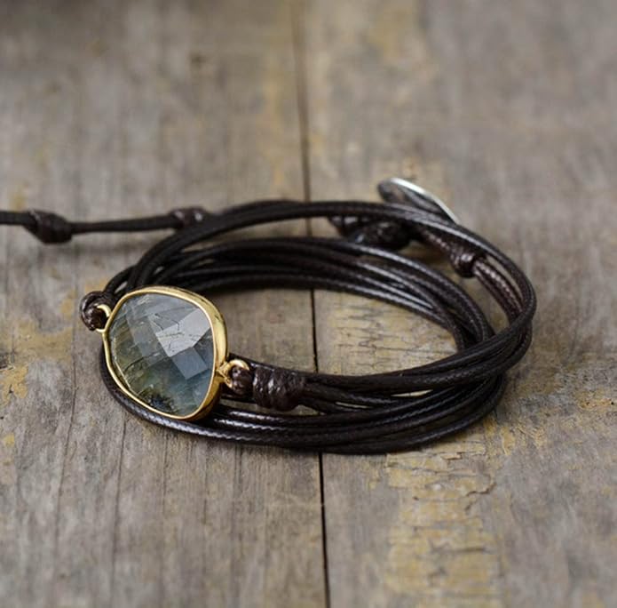 ZOSOJONA Women Wrap Bracelet Boho Natural Jasper Crystal Stone Beads Strand Bracelets