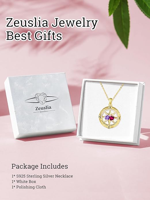 Valentine's Day Gifts for Wife 925 Sterling Silver Double Birthstone Pendant Necklaces I Love You for Always and Forever Necklace Anniversary Birthday Gifts for Wife Girlfriend Mom Her