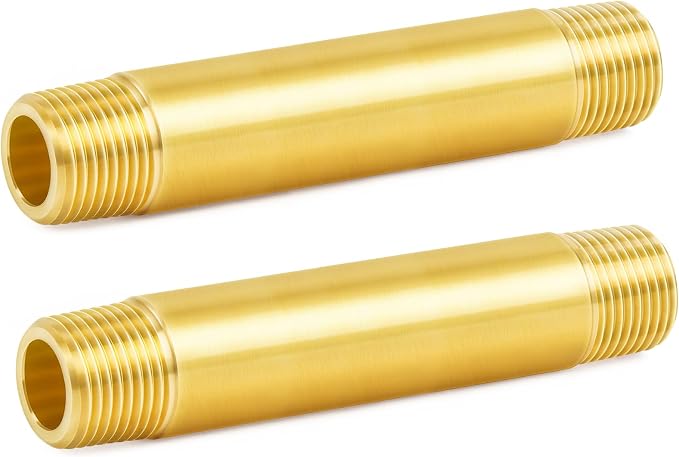 ChillWaves Brass Pipe Fitting, Long Nipple Pipe 3/8" NPT Male x 3/8" NPT Male by VisittheCHILLWAVES