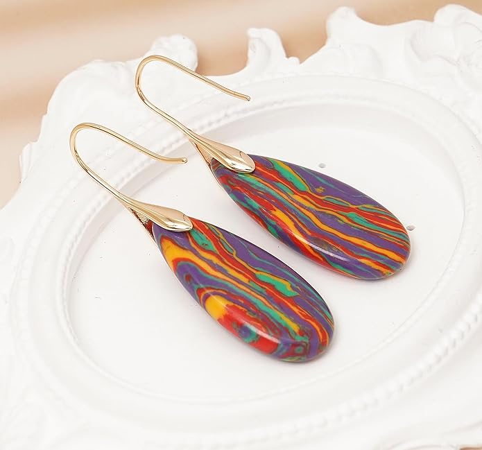 Natural Stone Earrings Waterdrop Stone Dangle Earrings for Women