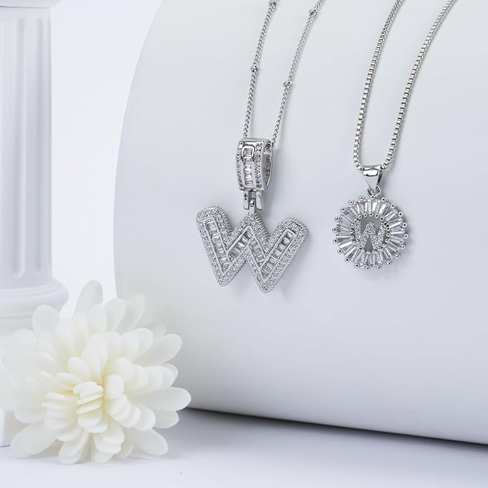14K Gold Plated Alphabet Necklace Cubic Zirconia Letter Pendant, Personalized Name Jewelry Gift for Women, Customizable A-Z, Birthday/Mothers Day Gifts for Womens