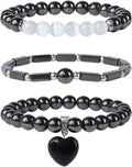Healing Crystal Beaded Bracelets for Women,Natural Amethyst Gemstones Bracelet,Anxiety Stress Relief Heart Charm Bracelet Handmade purple Jewelry Gifts for Women