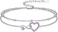 Anklet for Women 925 Sterling Silver Double Infinity Ankle Bracelet Waterproof Summer Jewelry Anniversary Birthday Gifts for Her