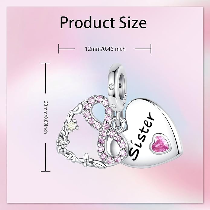 Bible Family Mom Wife Love Heart Dangle Charm 925 Sterling Silver Charms fits Bracelets and Necklace Pendant Bead Charms Jewelry Present for Women Family Friends
