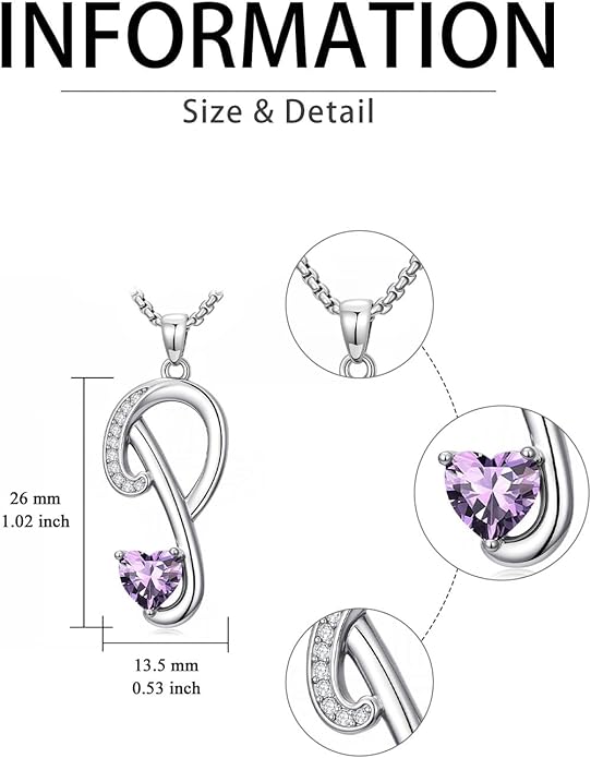 Valentines Day Gifts for Women Alphabet A to Z Initial Birthstone Pendant Necklaces for Women - 18k White Gold Plated Personalized Name Jewelry Valentine Mothers Day Birthday Gifts for Women Her Girlfriend