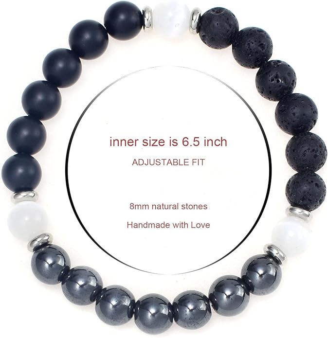Strong Healing Crystal Bracelet 8MM Genuine Stone Bracelet Lucky Beaded Bracelet Chakra Bracelet 6.5 inch Positive Energy Inspirational Gifts for Women Mom
