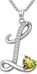 Valentines Day Gifts for Women Alphabet A to Z Initial Birthstone Pendant Necklaces for Women - 18k White Gold Plated Personalized Name Jewelry Valentine Mothers Day Birthday Gifts for Women Her Girlfriend